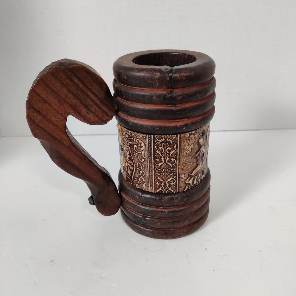 Vintage Handcrafted Wooden Beer Mug Antique